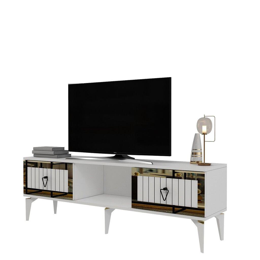 Hanah Home TV Komoda Linda, 150x44,6x29,6 cm, Belo-Zlatne boje