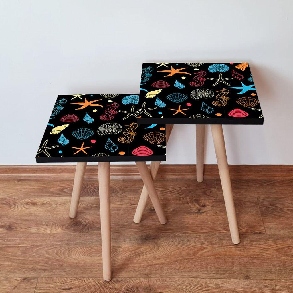 Hanah Home Set klub stočića 2Shp374, 2 komada, Šareni