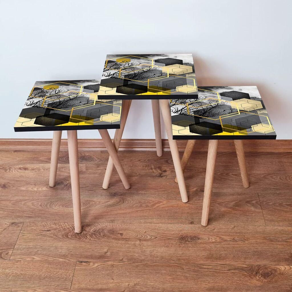 Hanah Home Set klub stočića 3Shp162, 3 komada, Šareni