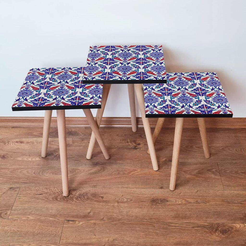 Hanah Home Set klub stočića 3Shp224, 3 komada, Šareni