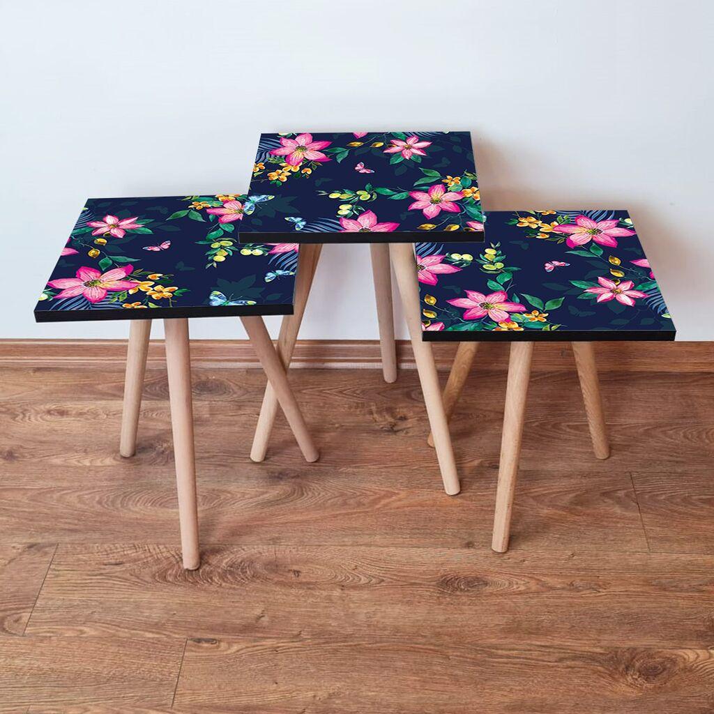 Hanah Home Set klub stočića 3Shp189, 3 komada, Šareni