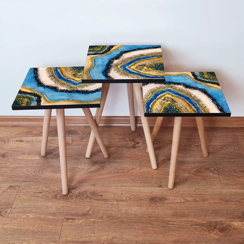 Hanah Home Set klub stočića 3Shp112, 3 komada, Šareni
