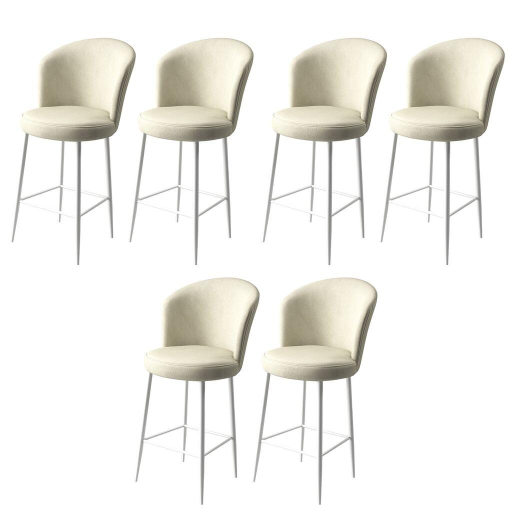Hanah Home Set barskih stolica Fora, 6 komada, Krem-beli