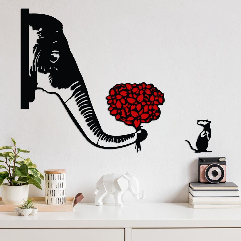 Wallity Zidna dekoracija Banksy Metal 04, 72x72 cm, 1.5 mm, Crno-crvena