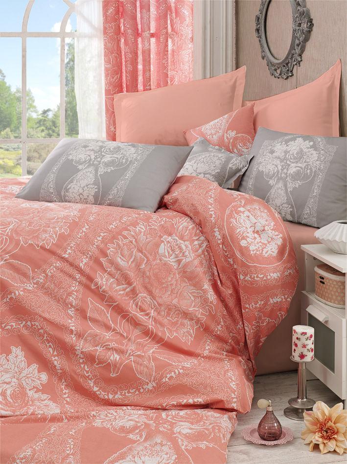 L'Essentiel Maison Ranforce komplet posteljina Madam Lili, 200x220cm, Kajsija-siva