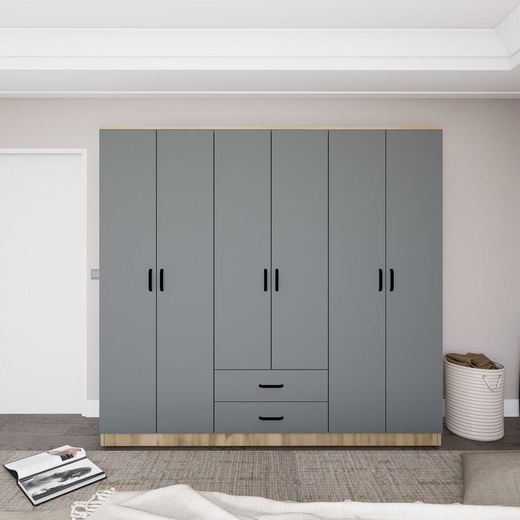 Hanah Home Garderober Yaman Luna-Fel 1600-65, 180x190x45 cm, Sivi