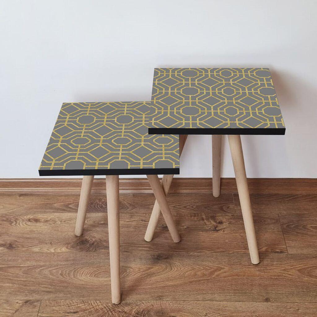 Hanah Home Set klub stočića 2Shp521, 2 komada, Šareni