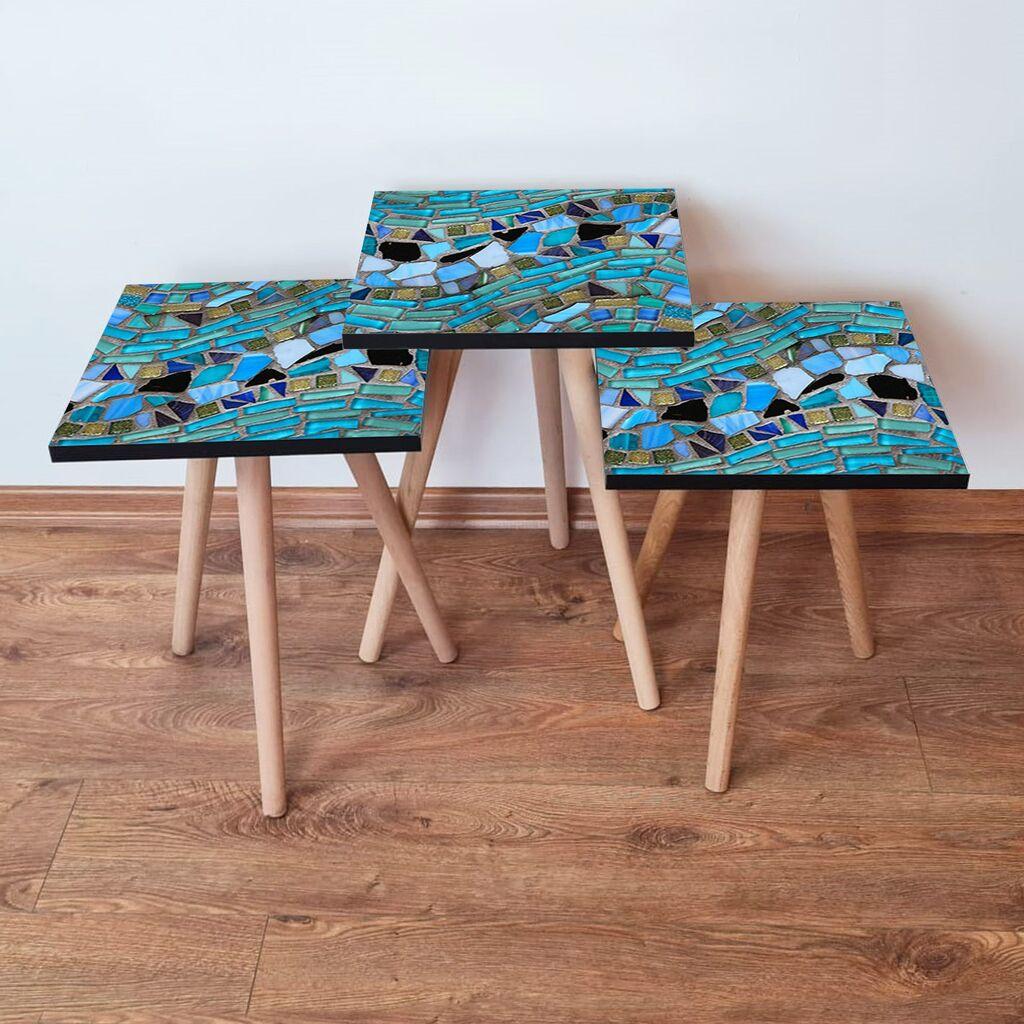 Hanah Home Set klub stočića 3Shp256, 3 komada, Šareni
