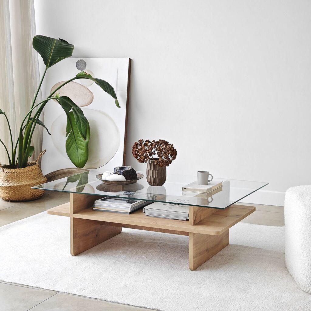 Hanah Home Klub sto Saga Rectangle, 105x35x65 cm, Bež