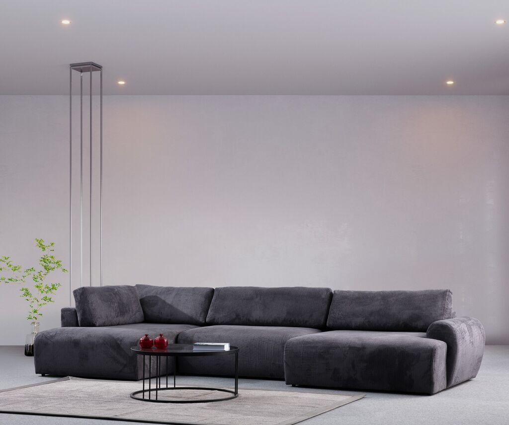 Atelier del Sofa Ugaona garnitura Enjoy Chl-O3-2R, 180x405x150 cm, Antracit