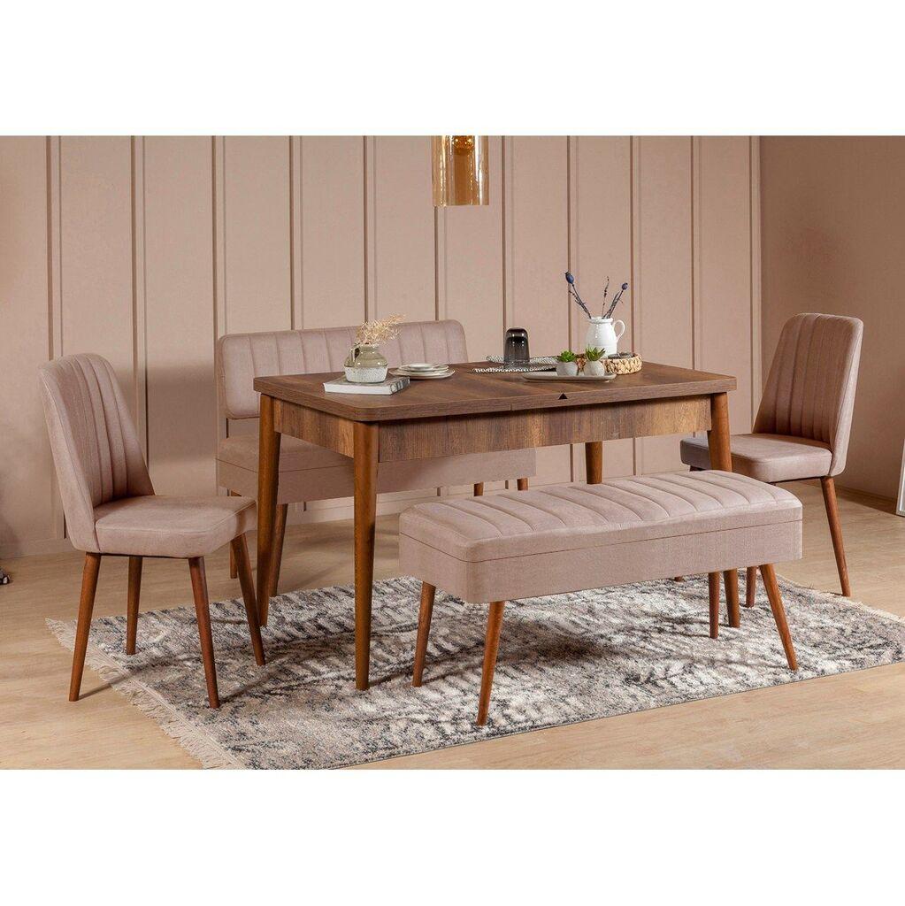 Hanah Home Set trpezarijski sto i stolice Vina 0900-4, Boje oraha
