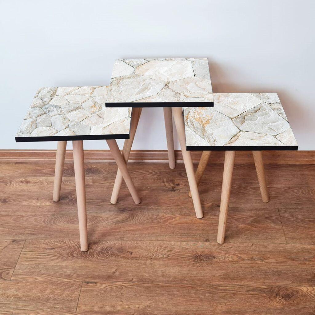 Hanah Home Set klub stočića 3Shp390, 3 komada, Šareni