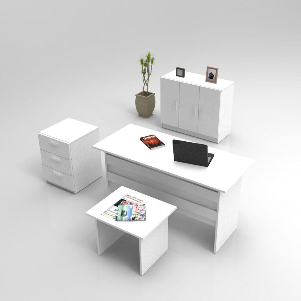 Hanah Home Set kancelarijski nameštaj Vo12-W, Beli