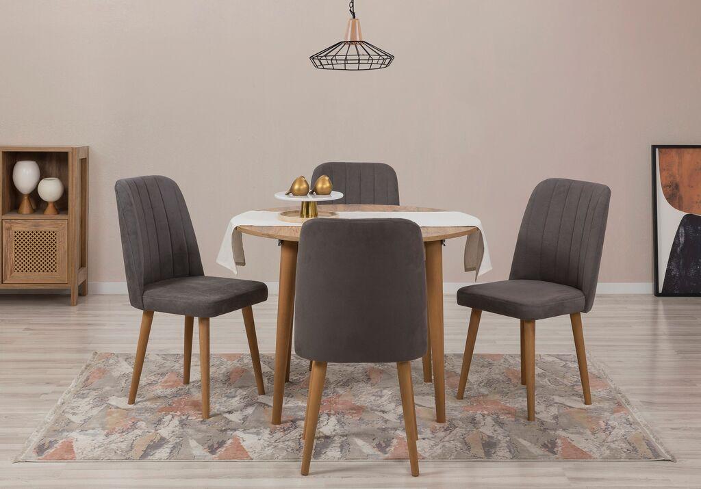Hanah Home Set Trpezarijski sto i 4 trpezarijske stolice Vina 1501, Tamnosivi