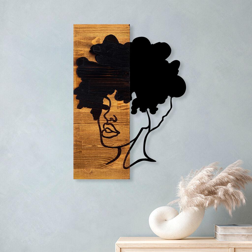 Wallity Zidna dekoracija African Woman, 35x3x50 cm, Crna