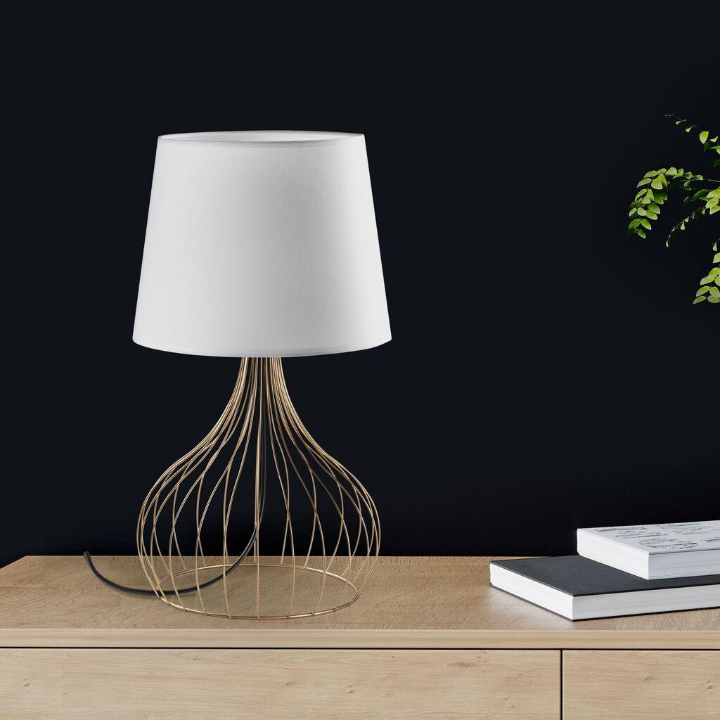 Opviq Stona lampa Telis-5404, 28x28x51 cm, IP20, Zlatno-bele boje