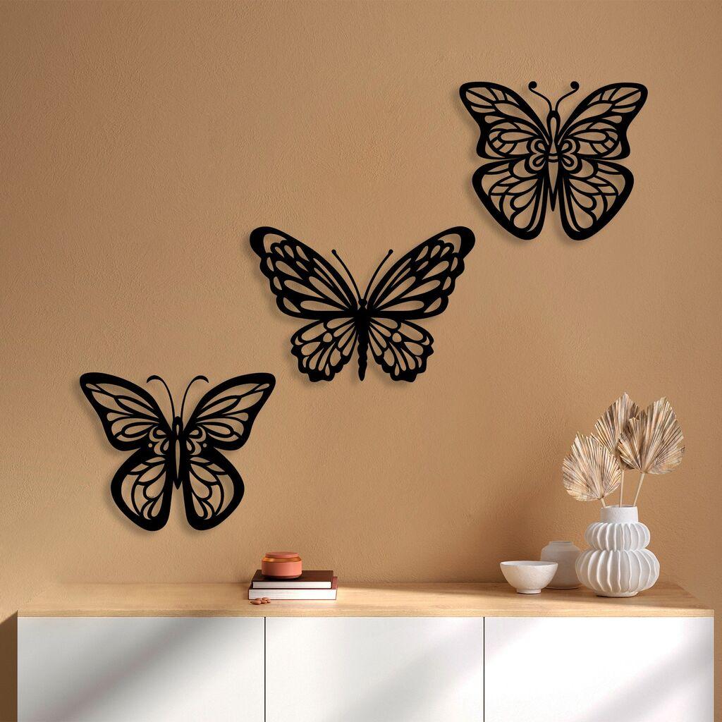 Wallity Zidna dekoracija Butterflies 3, 30 x 25 cm,  Crna