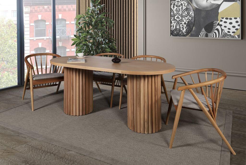 Hanah Home Trpezarijski sto i stolice Riva Masa T, 170x90x75 cm, 4 stolice Table, Smeđi