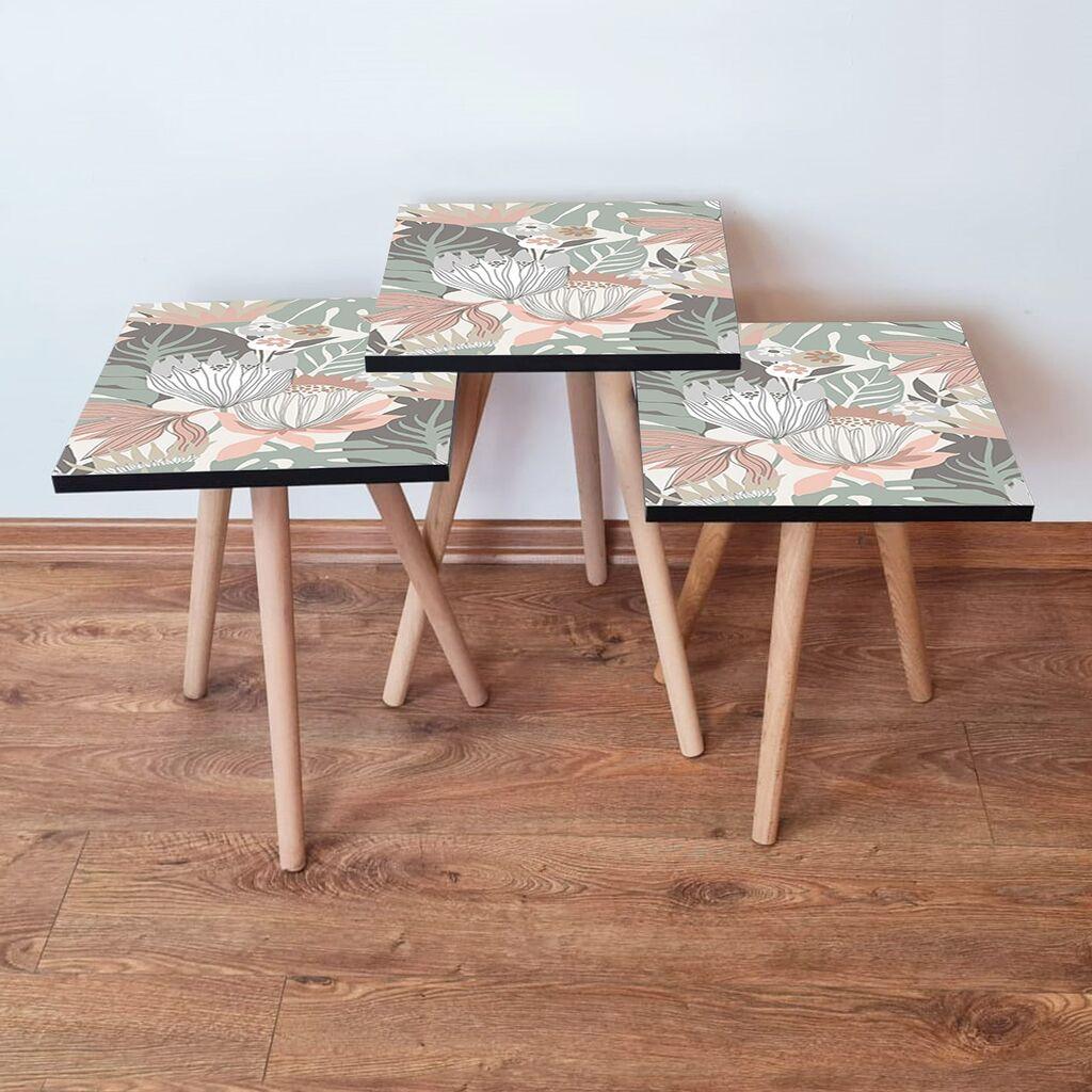 Hanah Home Set klub stočića 3Shp212, 3 komada, Šareni