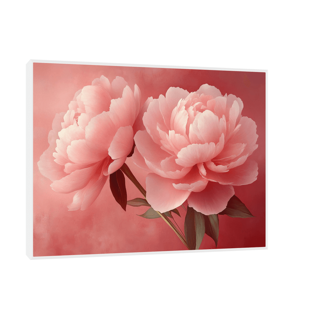 Canvas Slika na platnu Roze božuri 100x75cm, Sa ramom, Beli