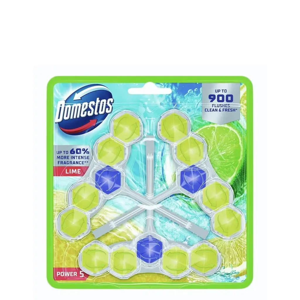 Domestos Osveživač za WC šolju Power 5 Lime, 50 g, 3 komada