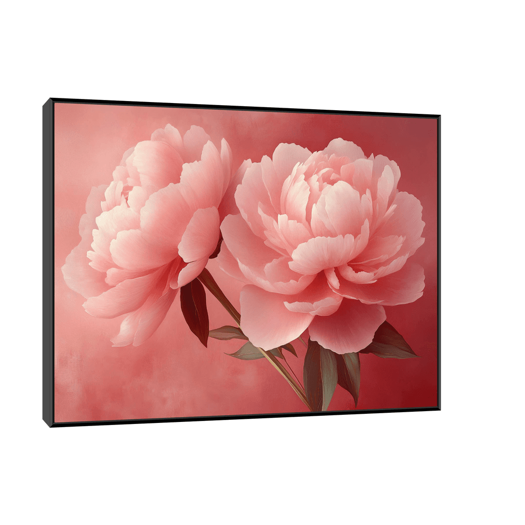 Canvas Slika na platnu Roze božuri 60x45cm, Sa ramom, Crni
