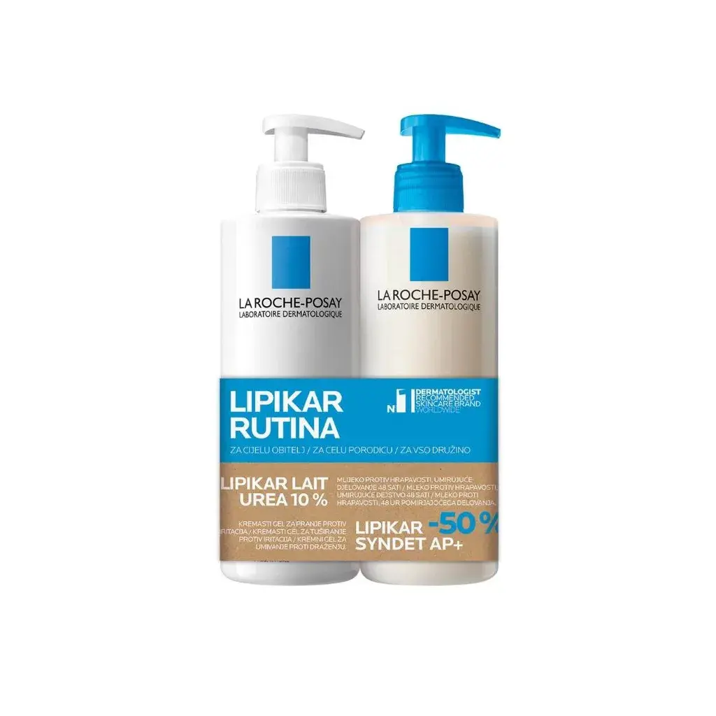 La Roche Posay Set za suvu i grubu kožu Losion Lipikar Lait Urea 10%, 400ml i Kupka Syndet Ap, 400ml