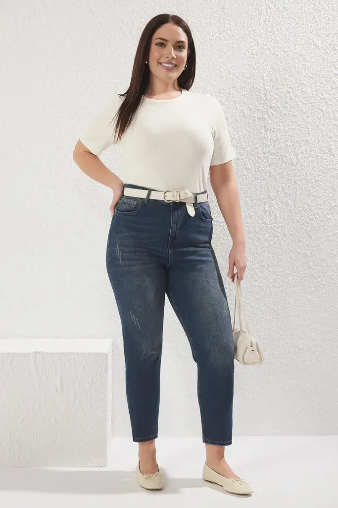 Trendyol Curve Ženske pantalone Tbbss25Cj00011, Tamnoplave
