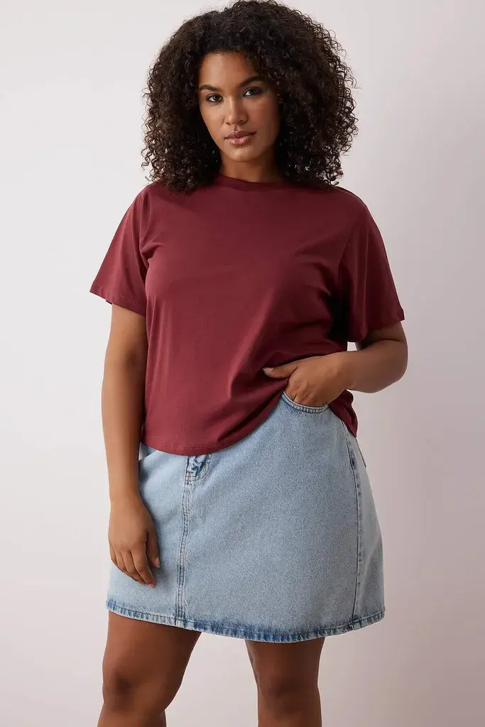 Trendyol Curve Ženska majica Tbbss25Bf00061, Bordo