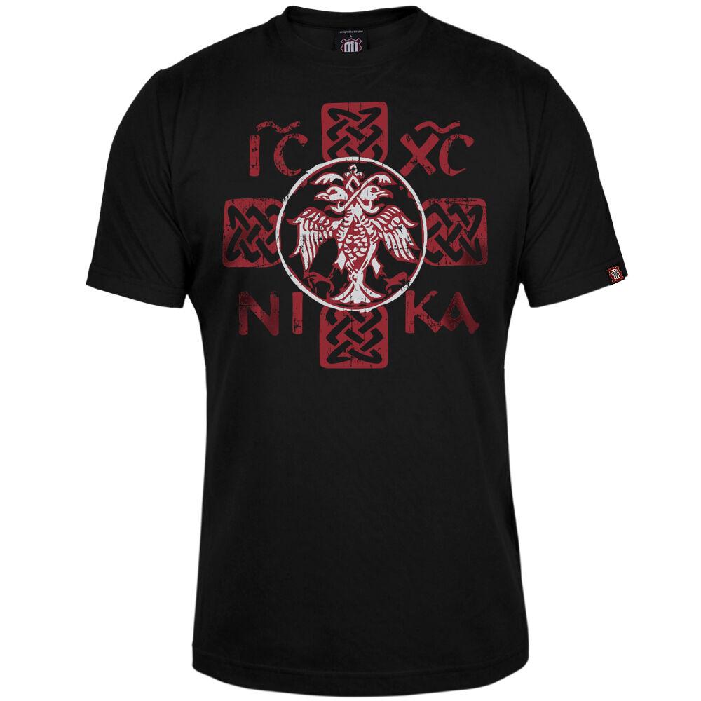 011Shop Muška majica kratkih rukava "Icxc Nika Nemanjićki orao", Crna