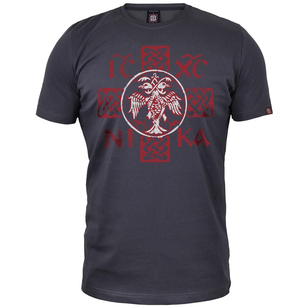 011Shop Muška majica kratkih rukava "Icxc Nika Nemanjićki orao", Tamnosiva