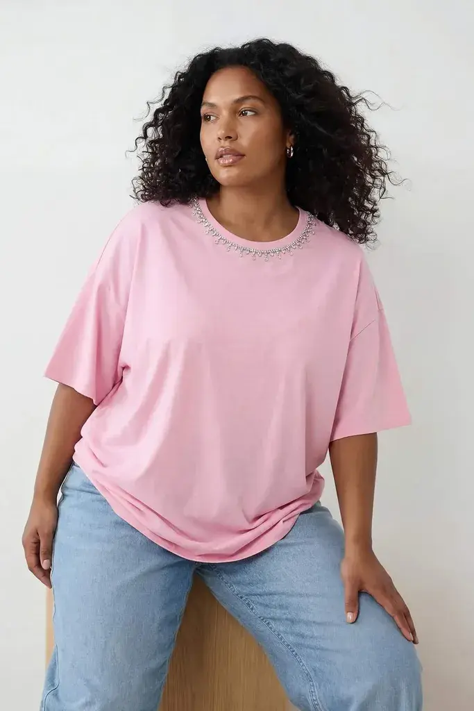 Trendyol Curve Ženska majica Tbbss25Bf00021, Roze
