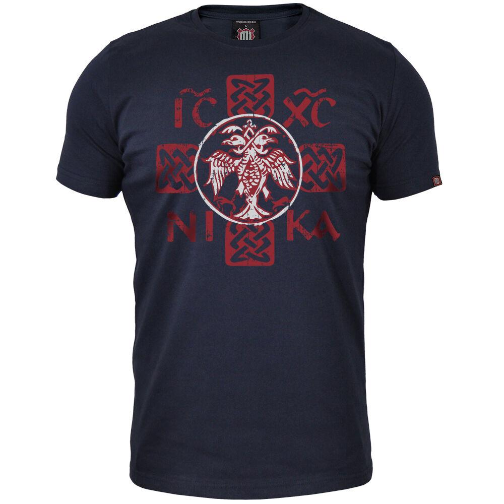 011Shop Muška majica kratkih rukava "Icxc Nika Nemanjićki orao", Teget