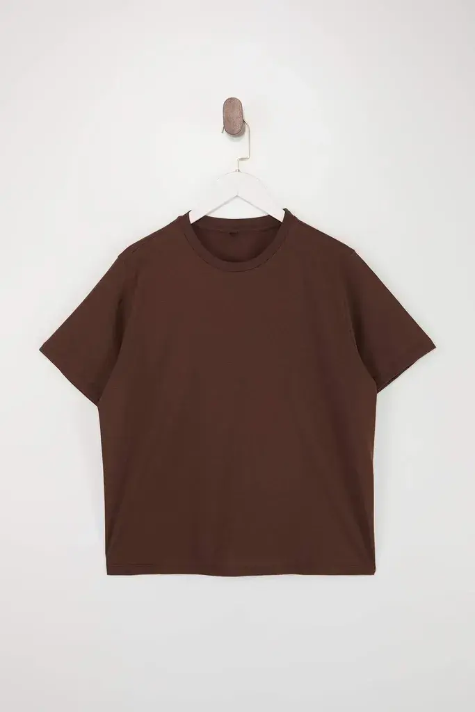 Trendyol Curve Ženska majica Tbbss25Bf00061, Braon