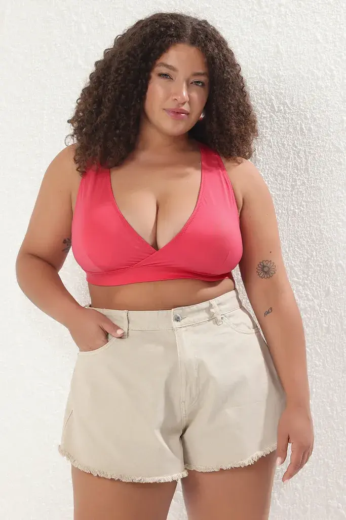 Trendyol Curve Ženski gornji deo kupaćeg Tbbss25Ct00011, Roze