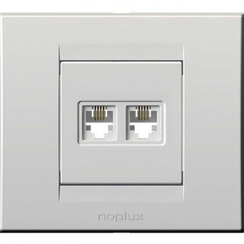 Nopal lux Priključnica telefonska dupla rj11 6/4 Primera 844411, Bela
