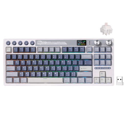 Royal Kludge Gaming mehanička tastatura M87, Tri-Mod, RGB, Hot-Swappable, Siva