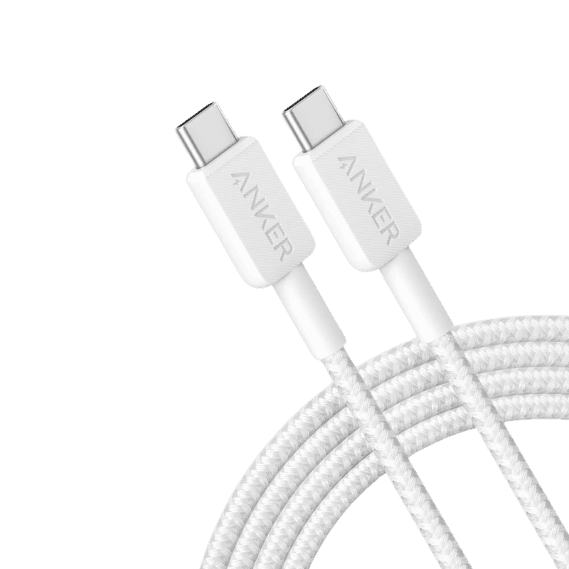 Anker USB-C / USB-C Kabal 6ft 240W, pleteni, Beli