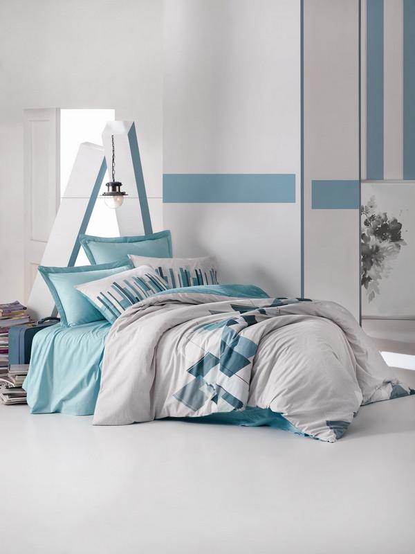 COTTON BOX Posteljina za francuski ležaj SIMPLE SET Mode Line NESTO, 200x200 cm, Svetloplava