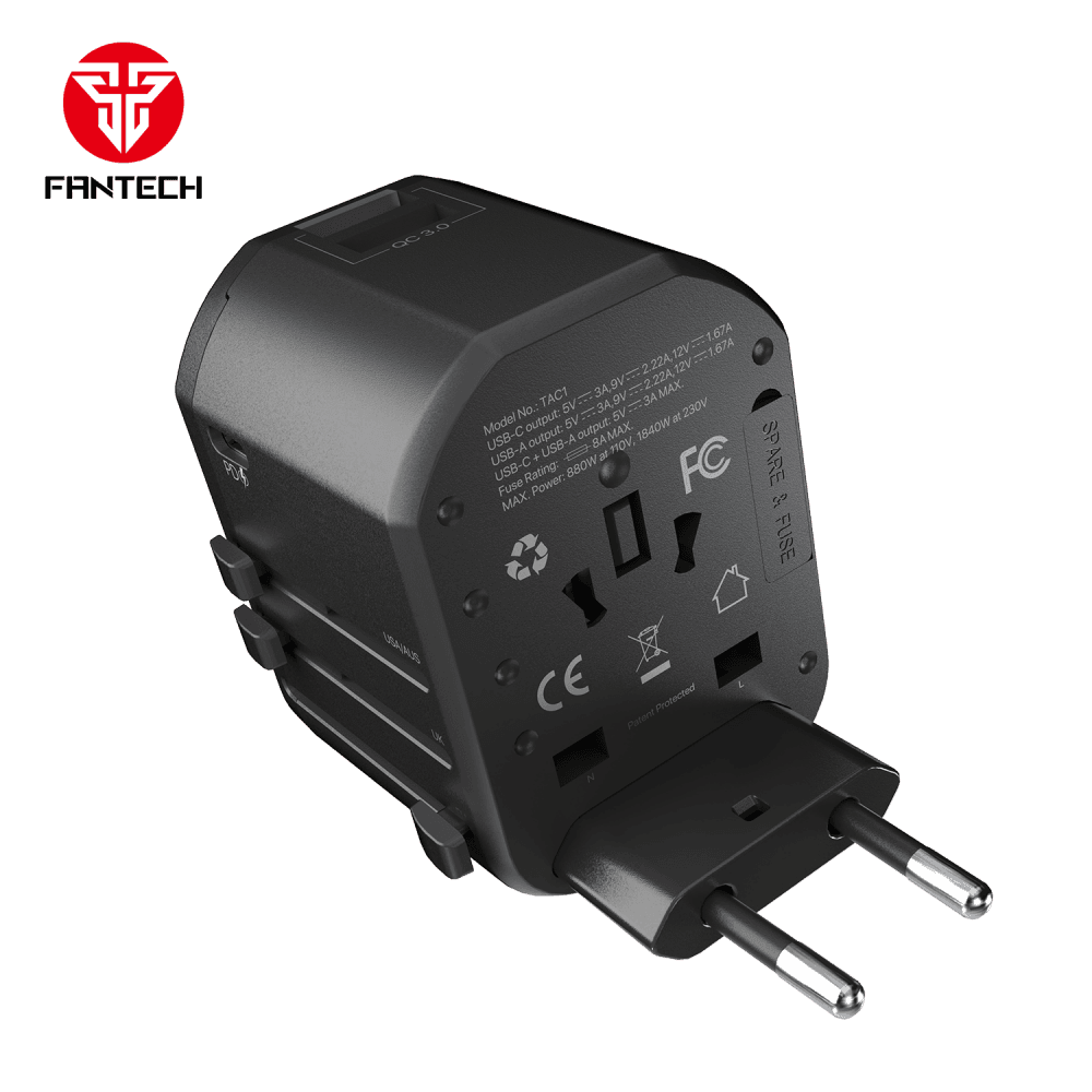 Univerzalni Multi Adapter Fantech TAC1 Power Cube 20W, PD, QC 3.0, 20W, crni