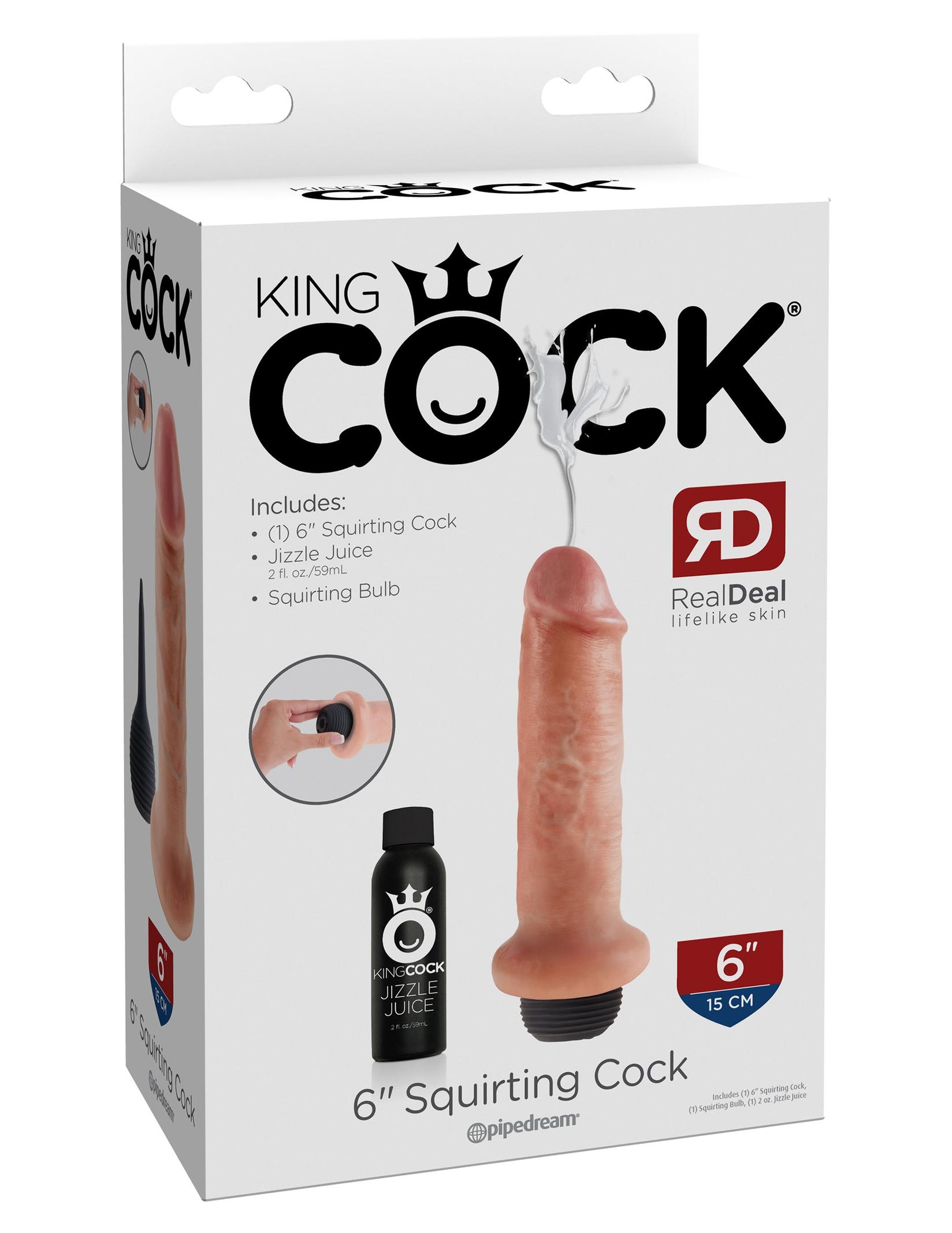 PIPEDREAM Realistični dildo sa ejakulacijom King Cock, 15 cm, Boja kože