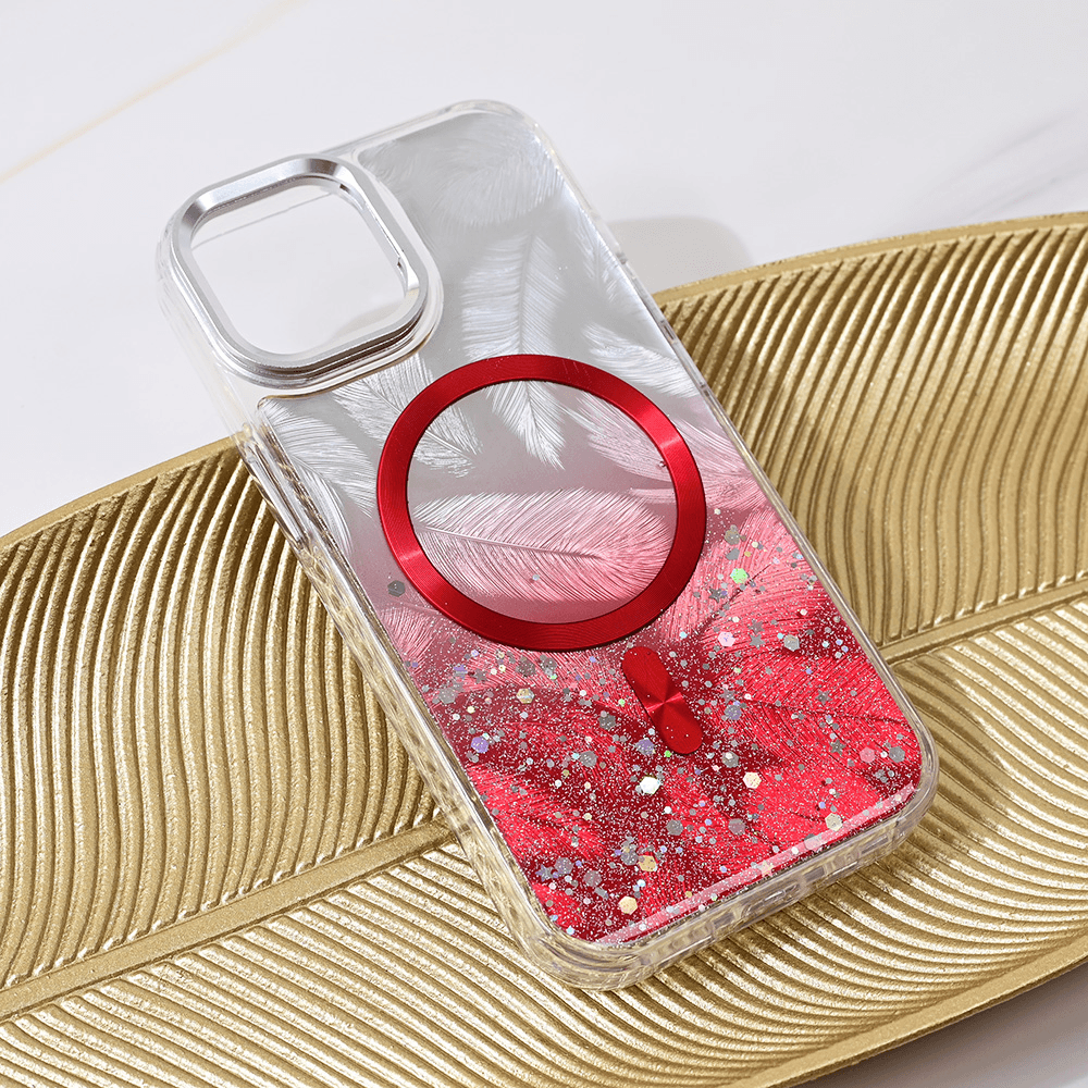 Maska Magsafe Glitter za iPhone 13 6.1 crvena