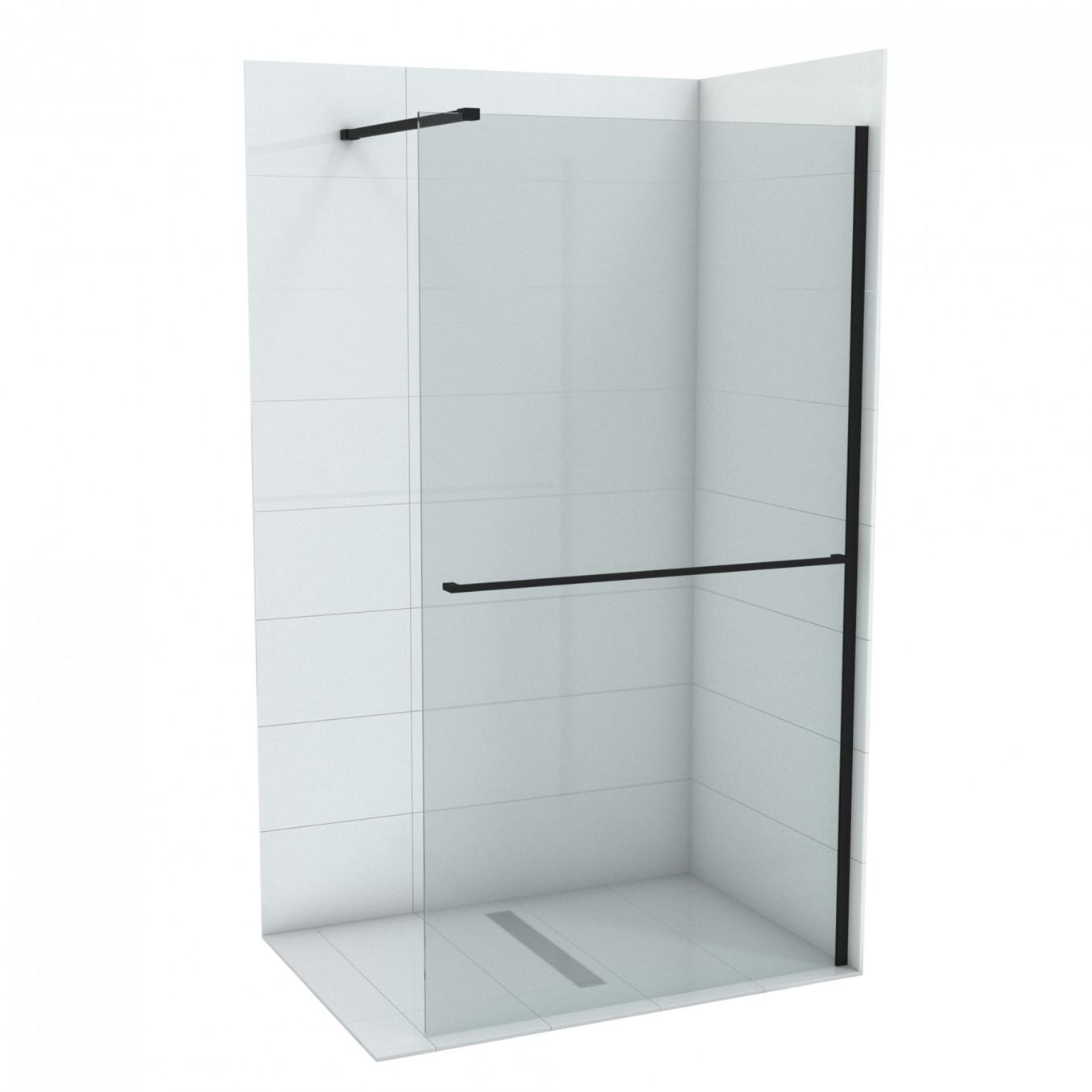 COPEN Walk-in paravan Monte Plus, 120 x 200 cm, Staklo 8 mm, Crni ram