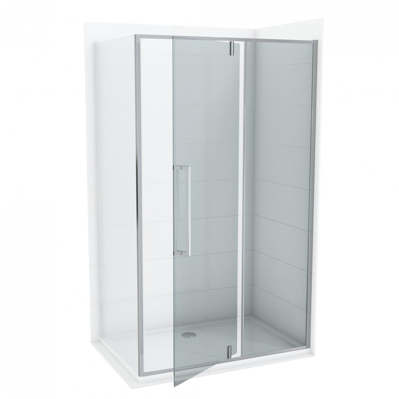 COPEN Stakleni paravan Absolut 80 x 200 cm, Providno staklo 6 mm, Pivot vrata sa fiksnim delom, Hromirani ram