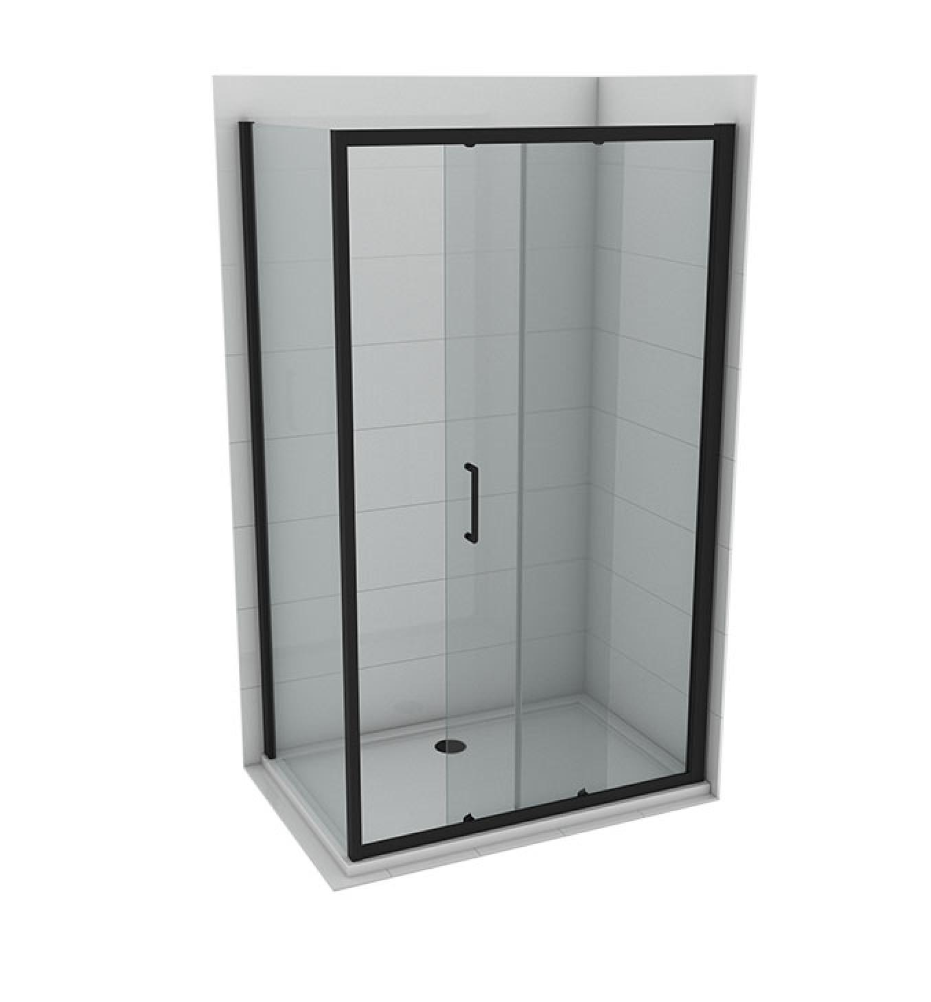 COPEN Stakleni paravan Atlas Black C-02-B4110T, 1100 x 1950 mm, Transparentno staklo 6 mm, Crni ram