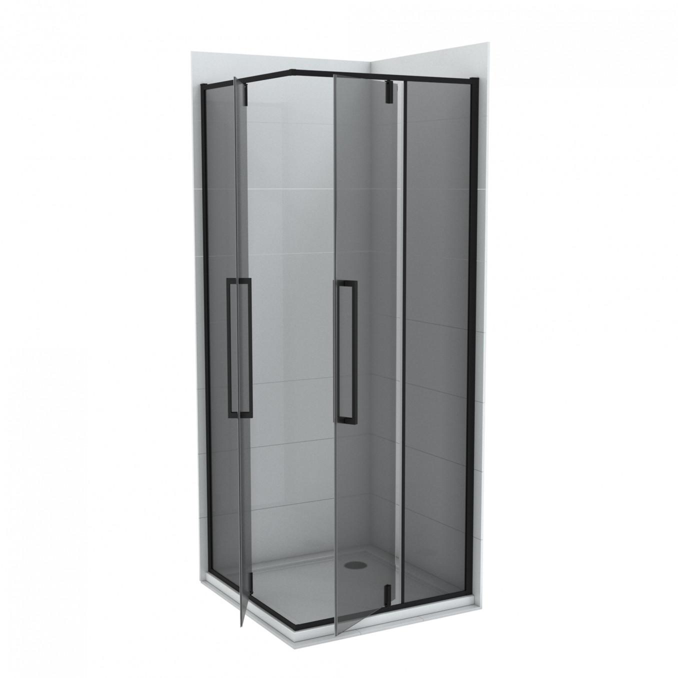 COPEN Tuš kabina Absolut Black 80 x 80 x 200 cm, Dark staklo 6 mm, Pivot vrata