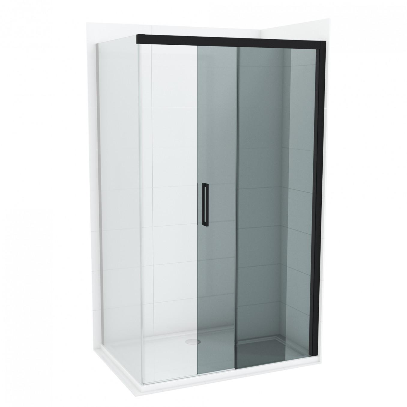 COPEN Stakleni paravan Alpha Black 120 x 200 cm, Tamno staklo 8 mm, Crni ram