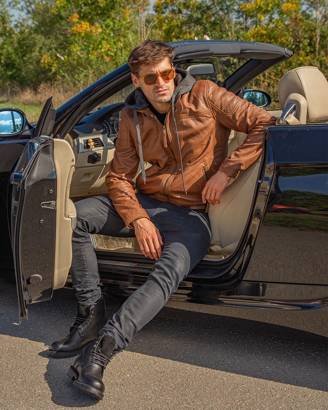 MUSTANG Muška kožna jakna Tilos, Braon