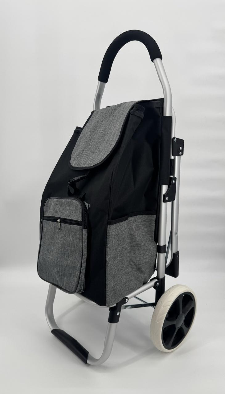 BOLZZ Kolica za pijacu sa sedištem, Crno-siva