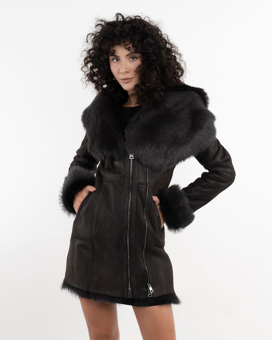 LA FORCE Ženski monton Leona, Tamnobraon